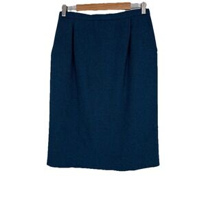 Vintage Pendleton Womens Wool Midi Pencil Skirt‎ Petite 14 Blue Pockets Classic